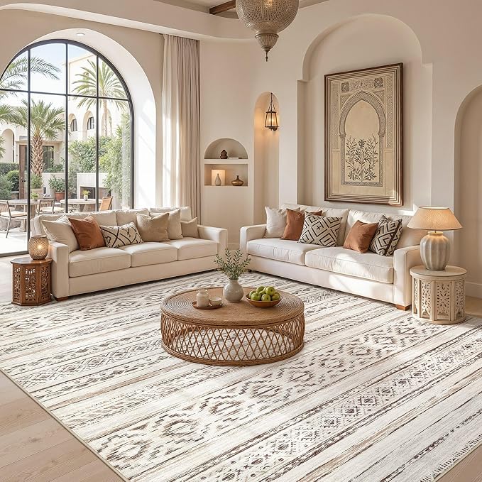 cotiled 6x9 Area Rugs for Living Room: Boho Washable Rug for Dining Room | - Image 5