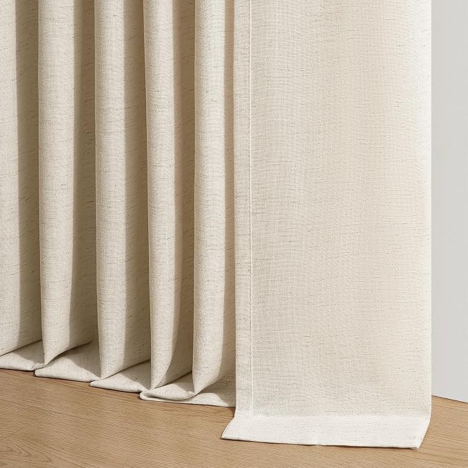 Topfinel 105 Inch Curtains 2 Panels Set, Two Packs Pinch Pleat Back Tab Linen - Image 6