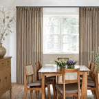 Farmhouse Semi Sheer Light Brown Pinch Pleat Linen Curtains 112 Inches Long | - Image 7