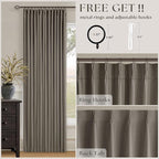 Desert Taupe Linen Blackout Pleated Curtains 86 Inches Long - Image 5