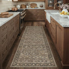 3x10 Brown Vintage Floral Washable Runner Rug - Image 3