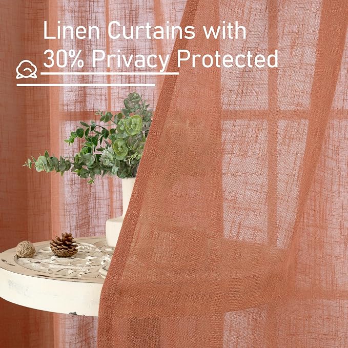 Terracotta Linen Curtains 72 Inches Long - Image 6
