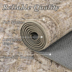 Schweek 9x12 Area Rug Khaki Vintage Distressed Washable Rugs - Image 5