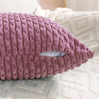 Set of 4 Pink Beige White Decorative Throw Pillow Covers 16x16 Inch Corduroy - Image 6
