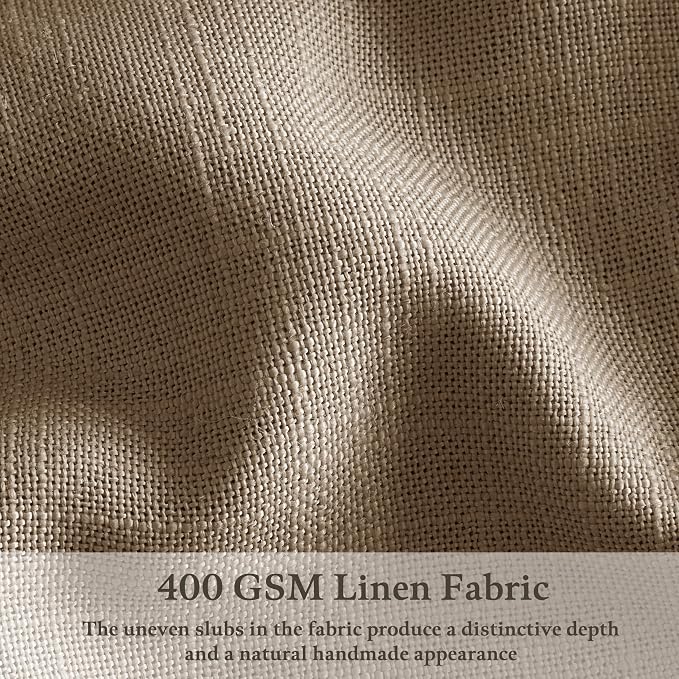 Pinch Pleat Latte Taupe Semi Sheer Linen Curtains 105 Inches Long 2 Panels | - Image 2