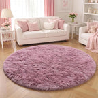 Amdrebio Mauve Pink Big Round Fuzzy Rug 6Ft - Image 4
