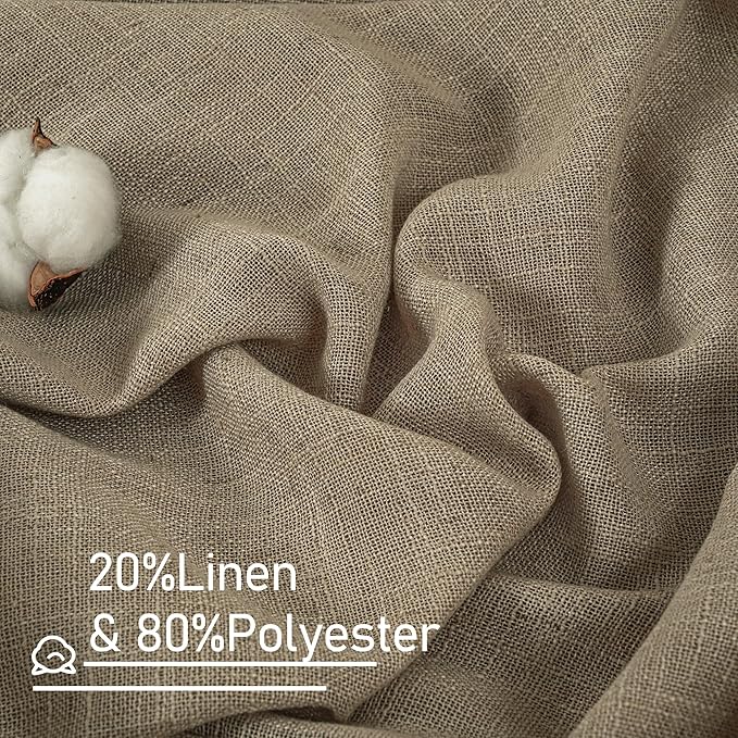 Taupe Sheer Linen Curtains 2 Panels Set Light Filtering Panels | Semi Sheer - Image 2