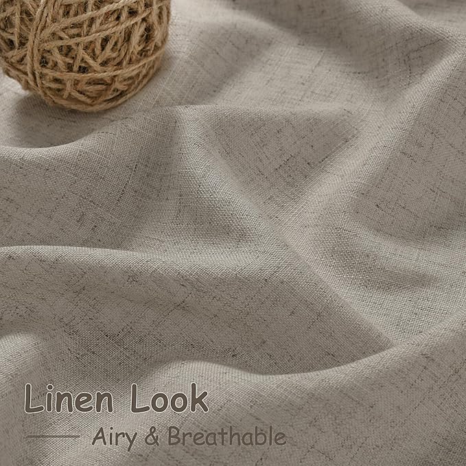 Grey Beige Linen Curtains 84 Inches Long - Image 4
