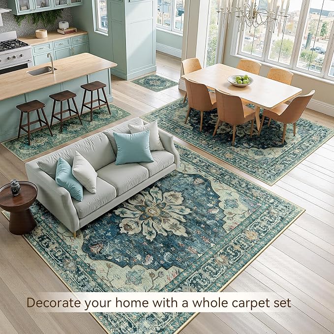 RELEANY Washable Area Rug, Large 9'x12', Water Repellent, Pet Friendly - Image 4