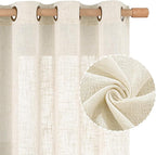 Natural Linen Semi Sheer Curtains 63 Inch by LAMIT