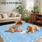 GarveeHome Scalloped Entryway Rug 2x3 Blue Washable Front Door Entry Rug | - Image 7