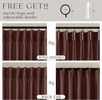 Chestnut Brown 84 Inch Pinch Semi Sheer Pleated Linen Curtains 2 Panel Set | - Image 5