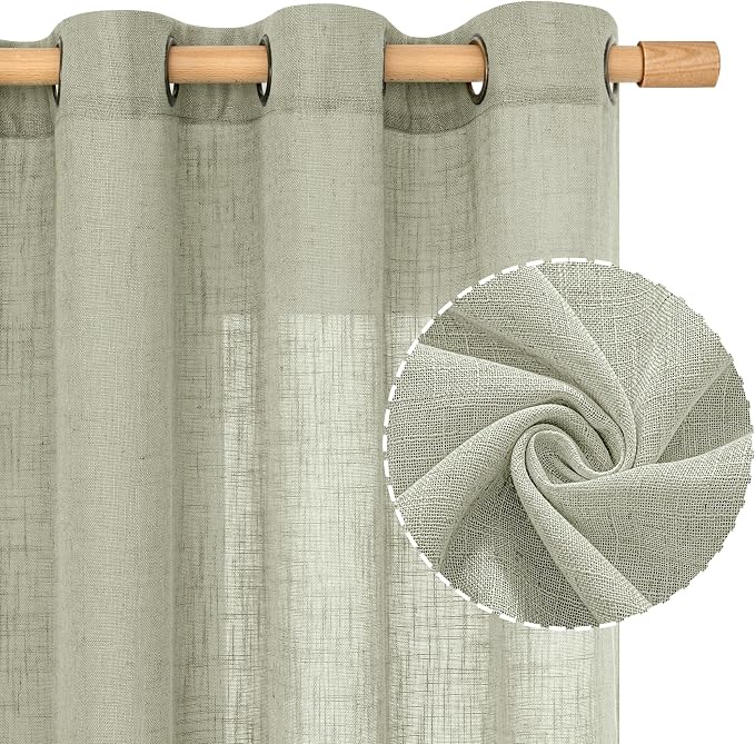 Sage Grey Linen Curtains 45 inches Long - Image 2