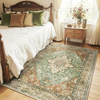 RELEANY Washable Area Rug, Brick/Brown/Green | Non-Slip, Water Repellent - Image 3