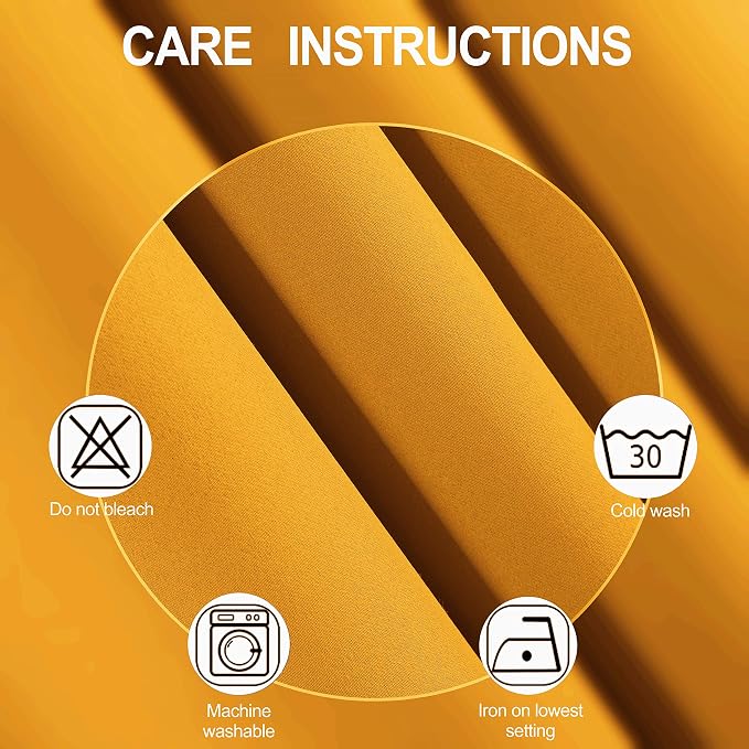 Blackout Curtains 66 x 84 inch/Yellow Curtains Set of 2 Panels/Thermal - Image 4