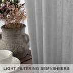 Light Grey Living Room Curtains 84 Inch Length 2 Panels Back Tab Pocket Light - Image 3