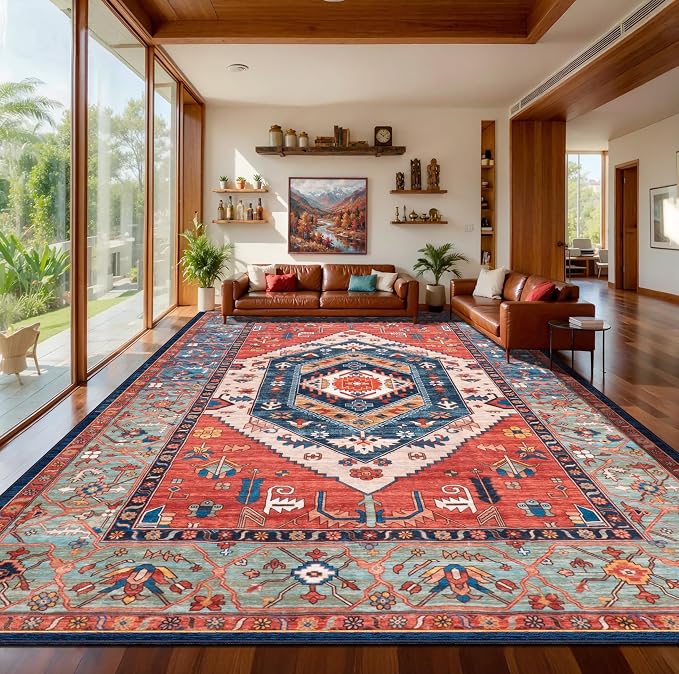 SERISSA 10x14 Washable Non Slip Boho Area Rug by SERISSAHomeDecorCollection