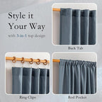 MYSKY HOME 72 Inches Long Semi Sheer Curtains Light Filtering Window Drapes - Image 3