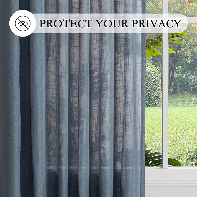 MYSKY HOME 72 Inches Long Semi Sheer Curtains Light Filtering Window Drapes - Image 4