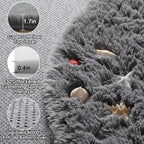 Grey Round Area Rugs 6ft, Fluffy Gray Soft Bedroom Circle Rug - Image 2