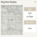 Soalmost 6x9 Area Rug for Living Room Washable Non-Slip Rugs Light Gray | - Image 3
