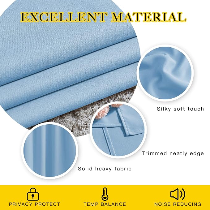 NICETOWN Blue Curtains 96 inches Long, Grommet Thermal Insulated Blackout - Image 4