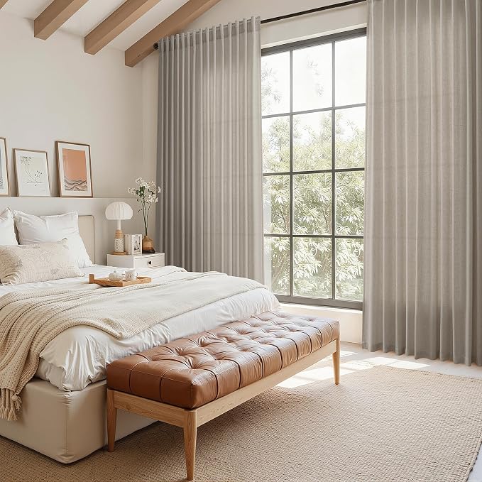 Grey Beige Curtains 102 Inches Long - Image 7