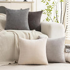 Set of 4 Soft Textured Decorative Throw Pillow Covers 16x16 Inch Cozy Farmhouse - Image 2