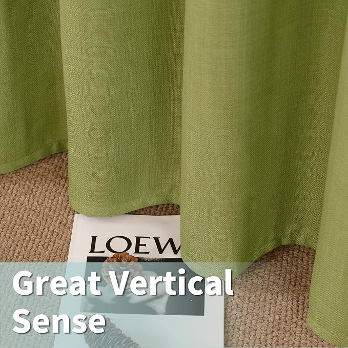 Moss Green Semi Sheer Linen Curtains - Image 6