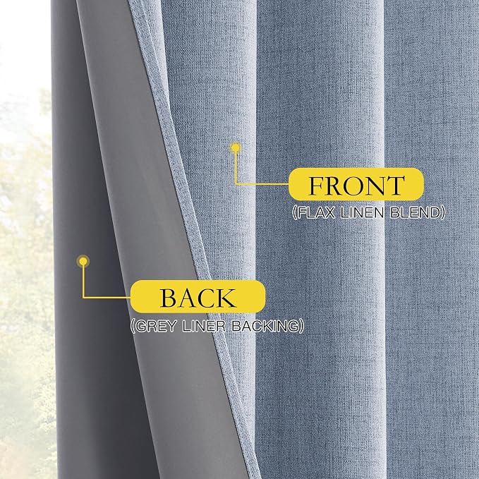 NICETOWN Linen 100% Blackout Cafe Curtains, Thermal Insulated & Noise Reducing - Image 7