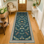 Washable 2x7 Kitchen Sink Runner Rug, Teal Boho Bathroom Carpet - Image 3