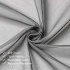 Charcoal Grey Sheer Kitchen Curtains 36 Inch Length 2 Pcs, Sheer Voile Curtain - Image 3