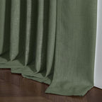 108 Inch Linen Memory Trained Pleated Curtains Olive Green - Image 7