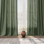 Olive Green Linen Curtains for Living Room 2 Panels Set 95 Inch Length Back Tab - Image 6