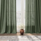Olive Green Linen Blend Semi Sheer Light Filtering Curtains 86 Inches Long 2 - Image 6