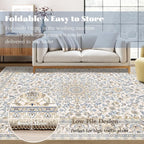 Area Rug 8x10 Washable Rug, Vintage Boho Medallion Rugs Non-Slip Soft Low Pile - Image 7