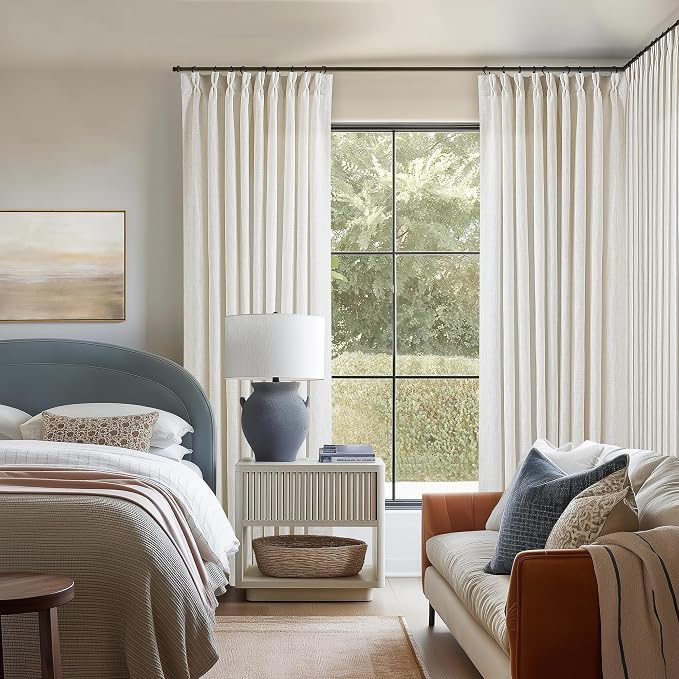 Natural 60 Inch Width Linen Pinch Pleated 92 Inch Long Curtains | Thick Linen - Image 7