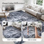 2x5 Washable Runner Rug：Modern Abstract Kitchen Carpet Black | - Image 6