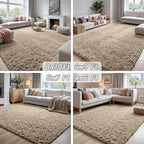 5x7 Fluffy Shag Area Rugs for Living Room Bedroom: Soft Carpet Gray Camel | - Image 7