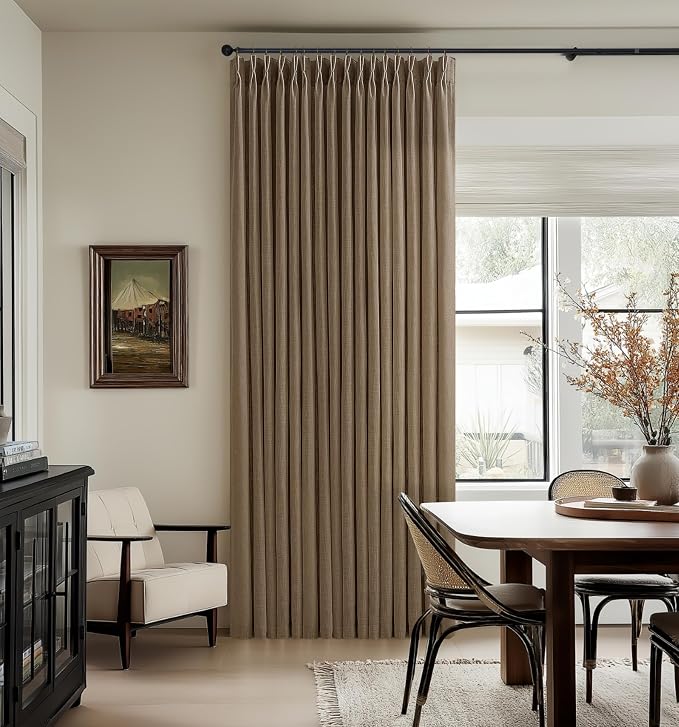 100 Inch Linen Pleated Dutch Cocoa Light Filtering Sheer Curtains | Pinch Pleat - Image 8