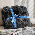 Bedsure GentleSoft Fluffy Tie Dye Black Blankets Queen Size - Image 6