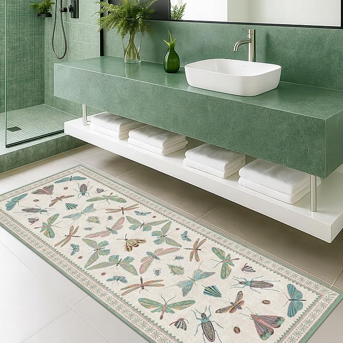 Mint Green Washable Bathroom Rug - Image 3