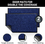 Front Door Mat Indoor Outdoor Welcome Entryway Entrance Doormat, 48x36 Blue | - Image 2