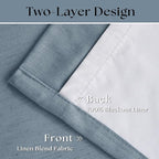 Dusty Blue 100% Black Out Pinch Pleated Linen 63 Inch Curtains - Image 6