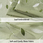MIULEE Sage Green Sheer Curtains 2 Panels Leaf Patterned, W52 x L96 | - Image 4