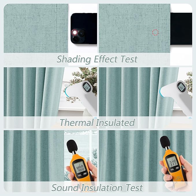 100% Blackout Linen Curtains 120 Inch Length 2 Panels Set - Image 5