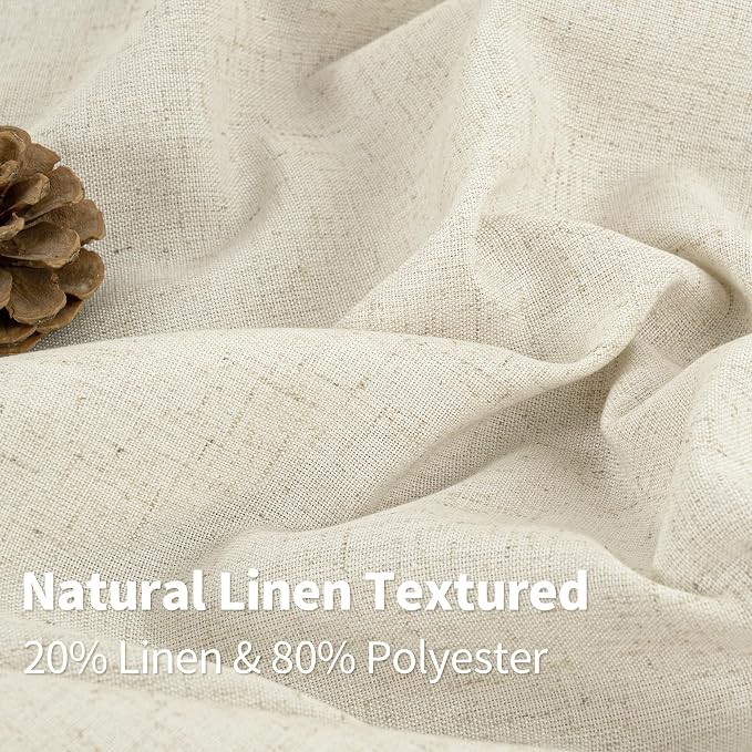 YoungsTex Beige Linen Kitchen Window Curtains, Short Light Filtering Drapes - Image 3