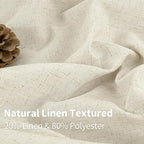 YoungsTex Beige Linen Semi Sheer Curtains 54 Inches Length - Image 3