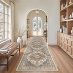 Madane Hallway Runner Rug 2'6''x12' Kitchen Runners Vintage, Turmeric/Grey | - Image 5