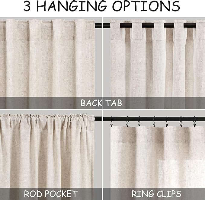 Extra Wide 100x96 Inch Linen Curtains - Image 3